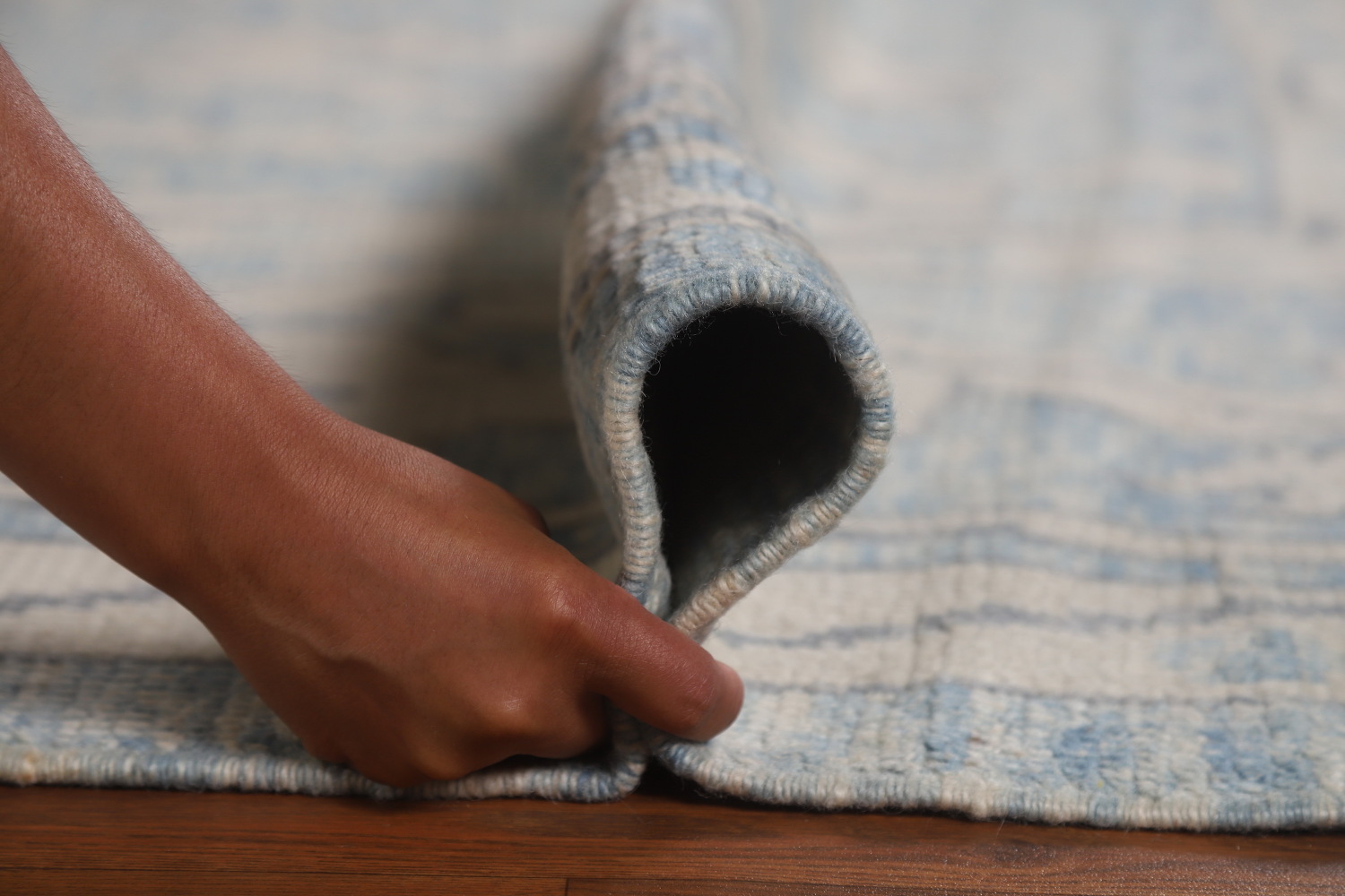 Handmade Blue Oushak Vegetable Dye Area Rug 9x13