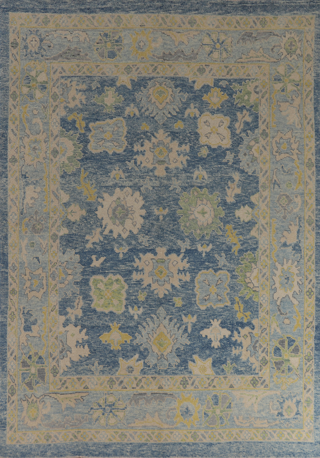Handmade Floral Blue Oushak Vegetable Dye Area Rug 8x10