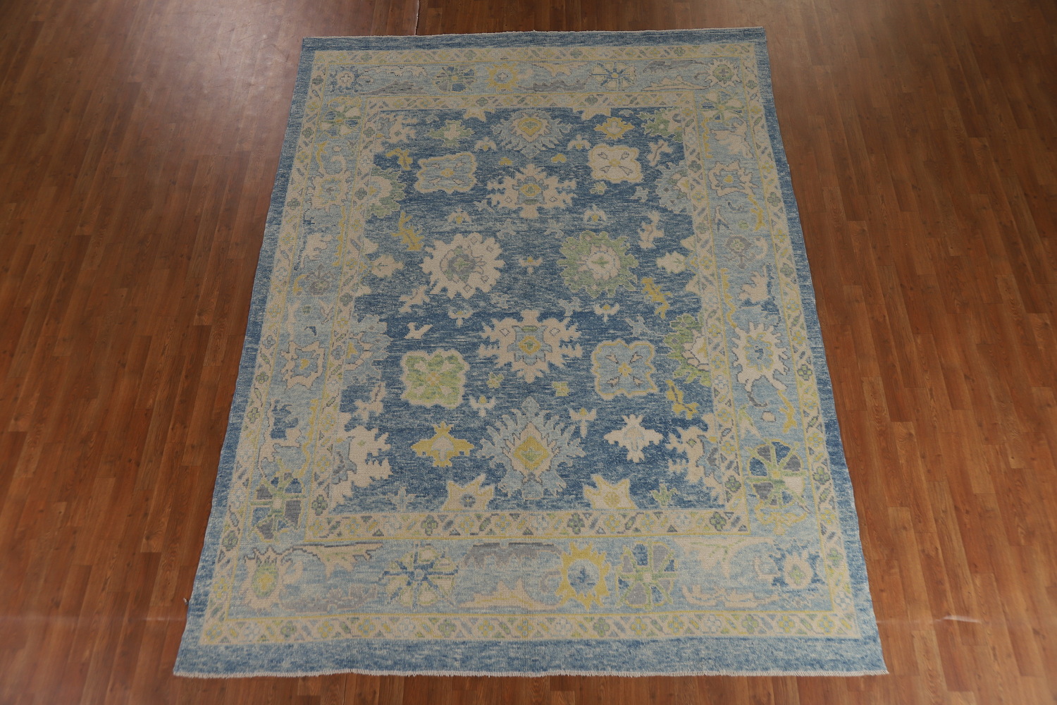Handmade Floral Blue Oushak Vegetable Dye Area Rug 8x10