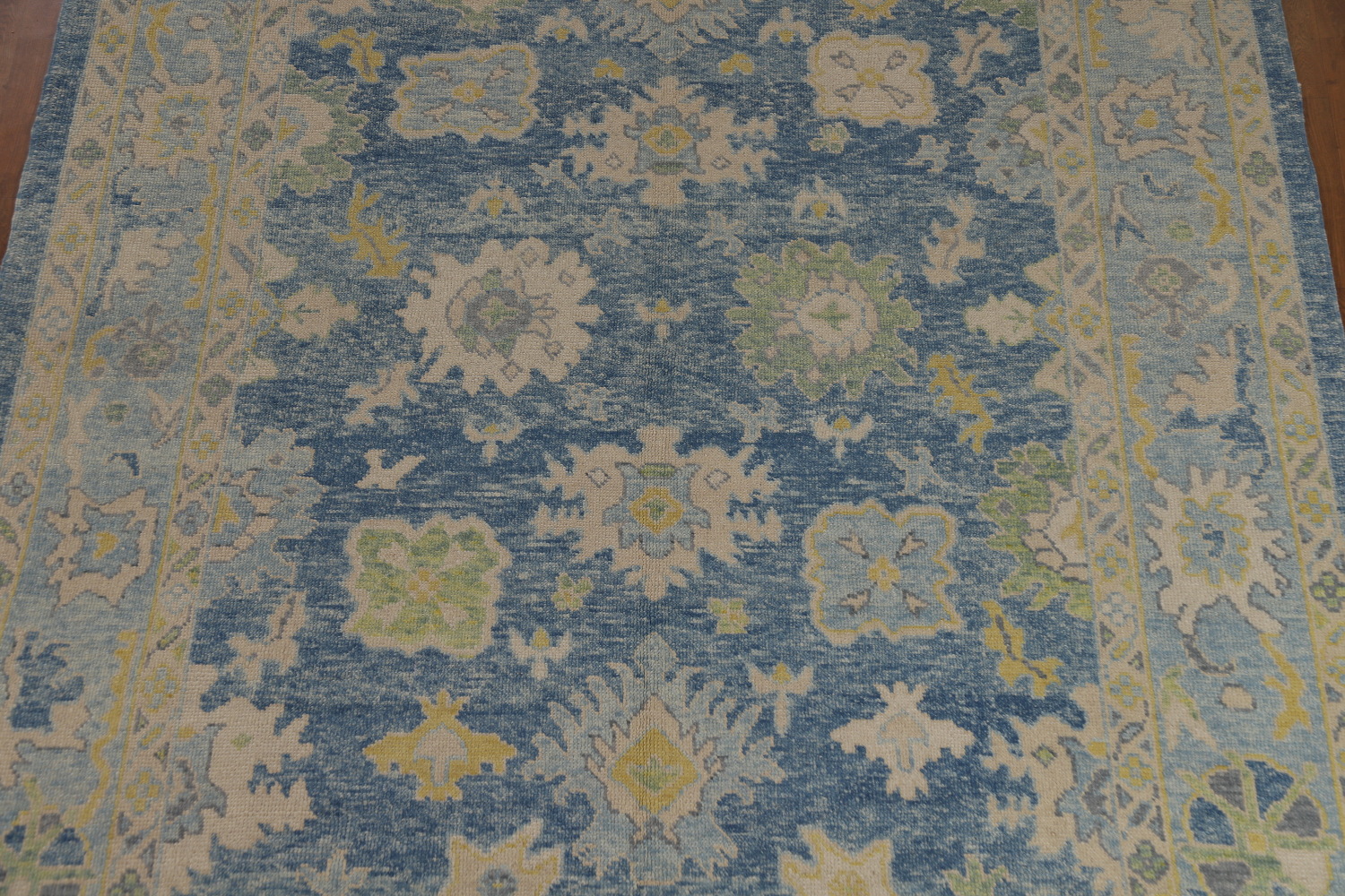 Handmade Floral Blue Oushak Vegetable Dye Area Rug 8x10