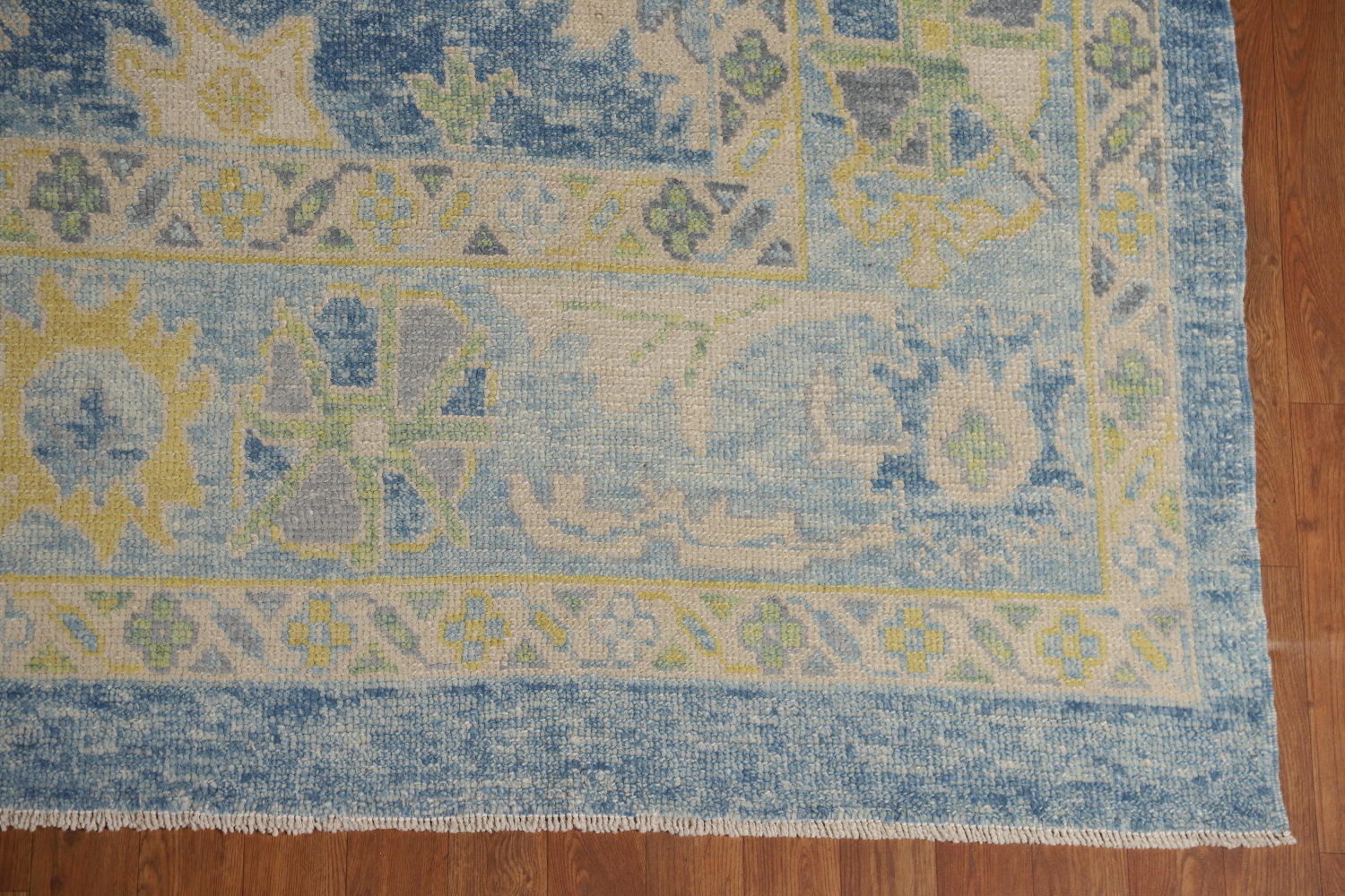Handmade Floral Blue Oushak Vegetable Dye Area Rug 8x10