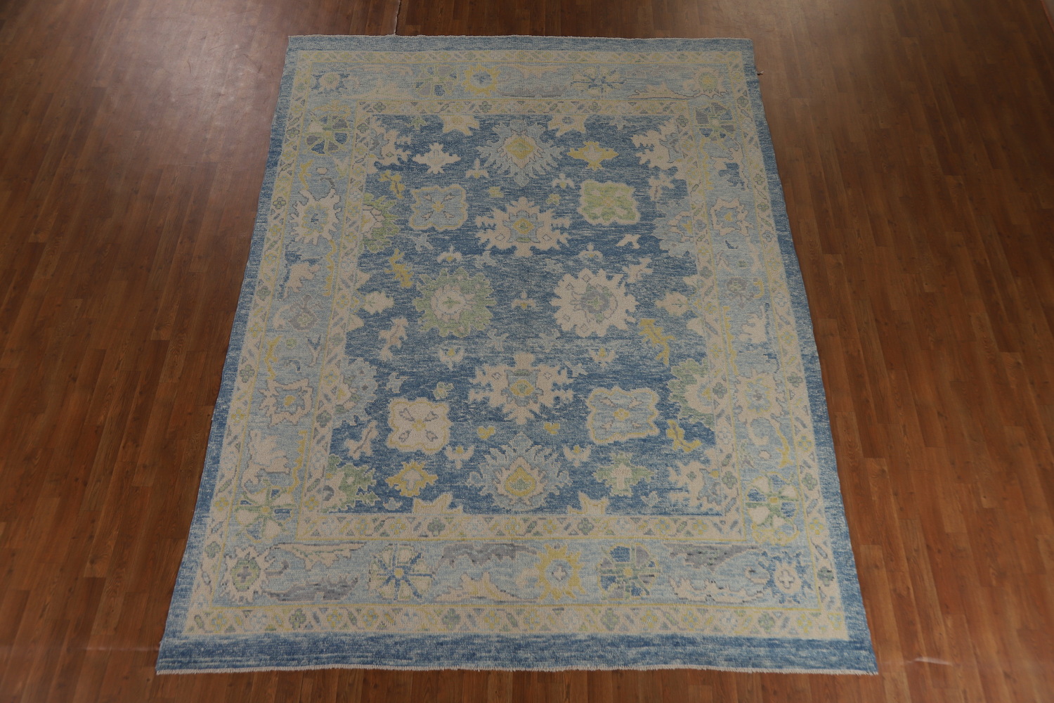 Handmade Floral Blue Oushak Vegetable Dye Area Rug 8x10