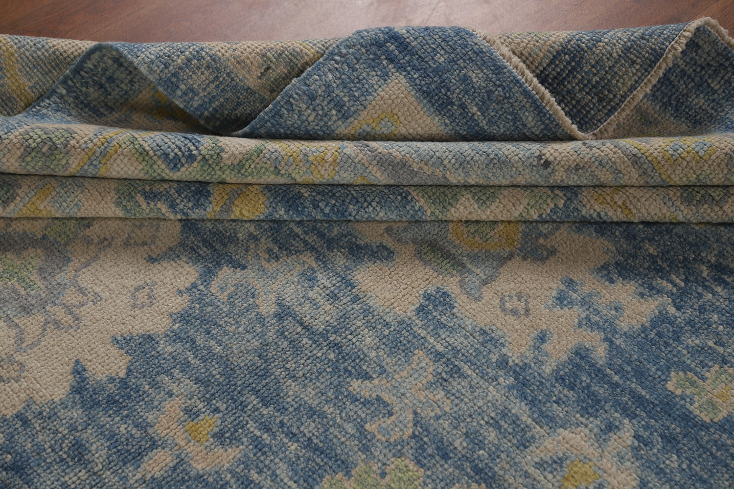 Handmade Floral Blue Oushak Vegetable Dye Area Rug 8x10
