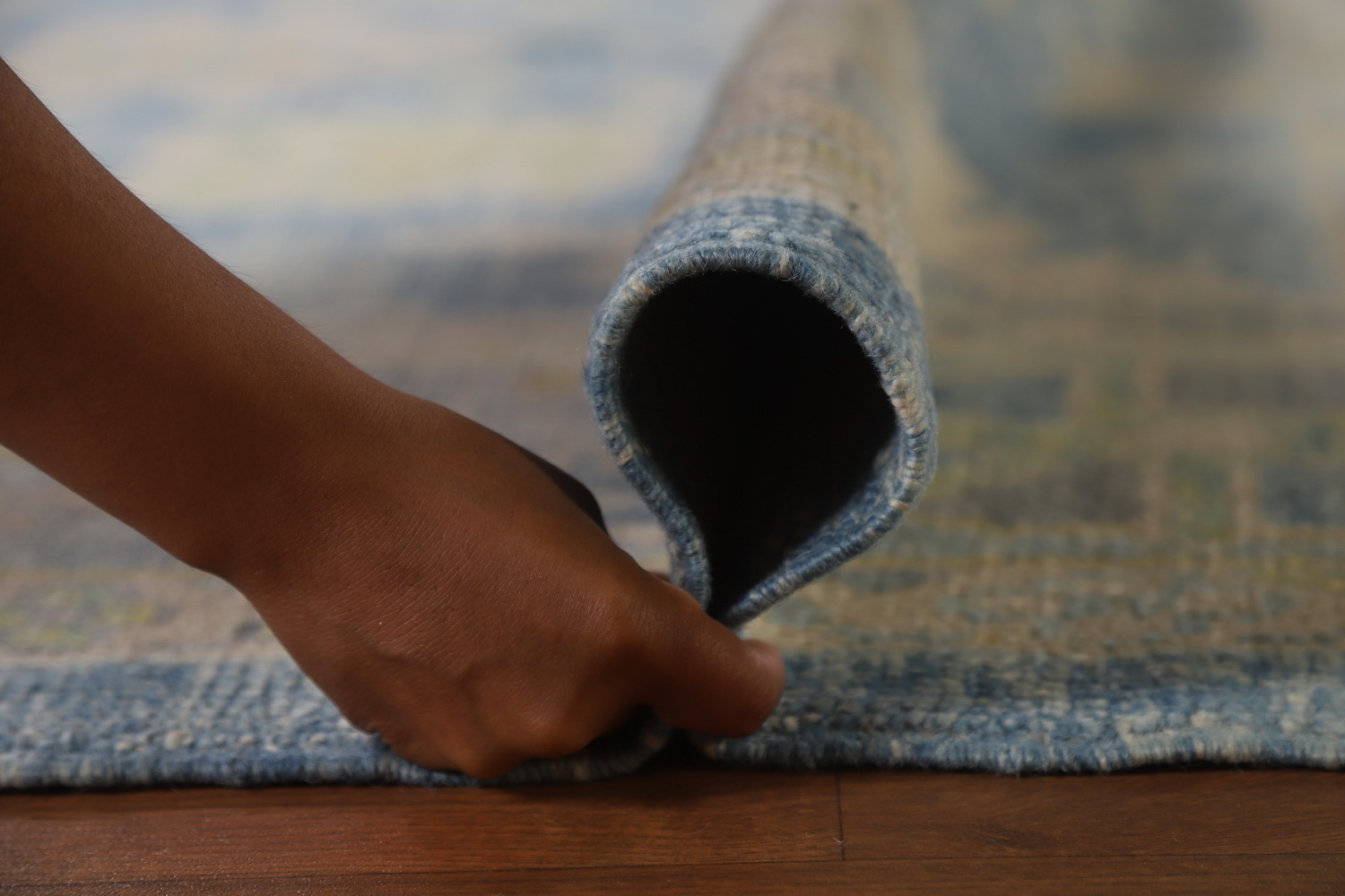 Handmade Floral Blue Oushak Vegetable Dye Area Rug 8x10