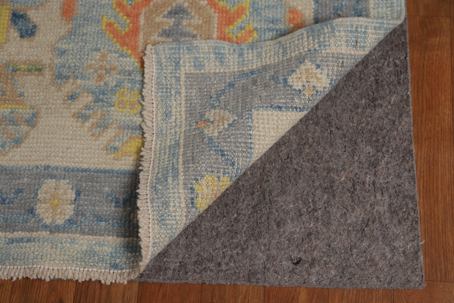 Light Blue Floral Oushak Vegetable Dye Area Rug 8x11
