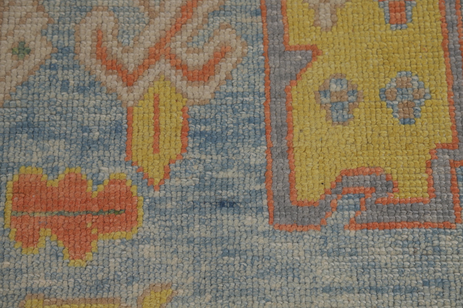 Light Blue Floral Oushak Vegetable Dye Area Rug 8x11