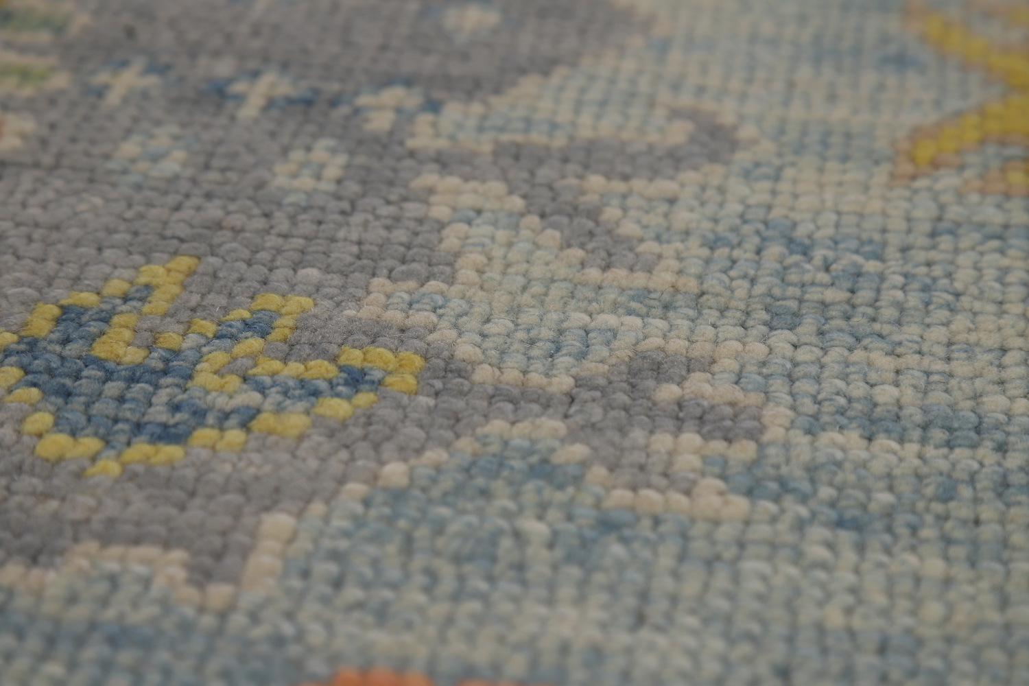 Light Blue Floral Oushak Vegetable Dye Area Rug 8x11