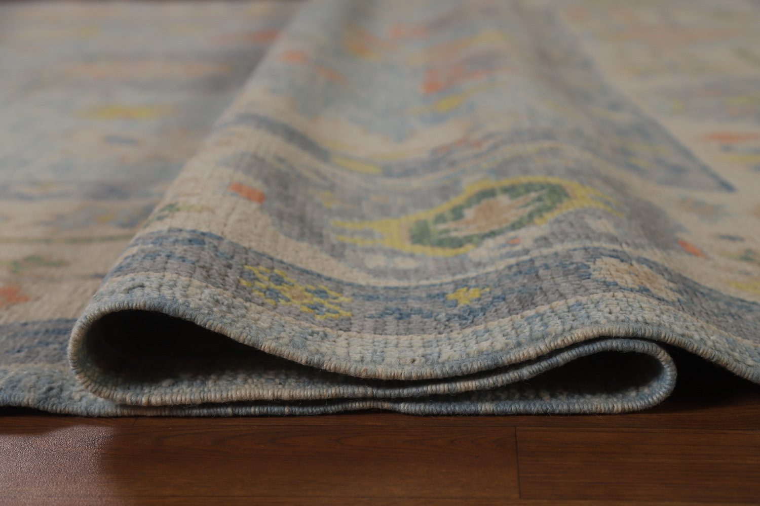 Light Blue Floral Oushak Vegetable Dye Area Rug 8x11