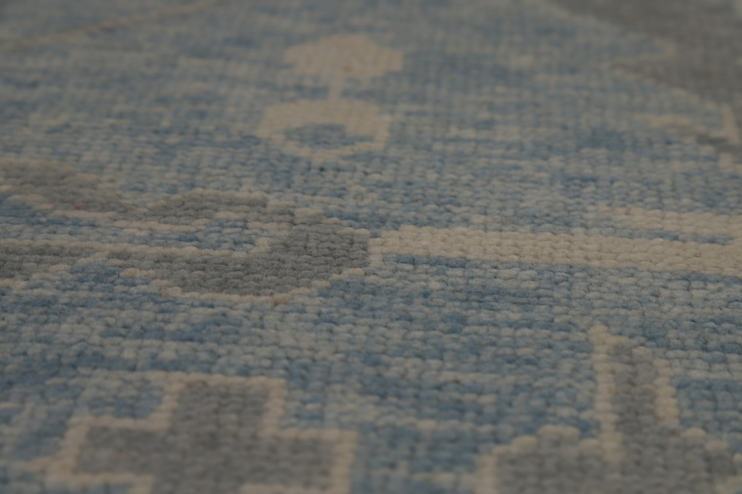 All-Over Blue Vegetable Dye Oushak Turkish Large Rug 11x15