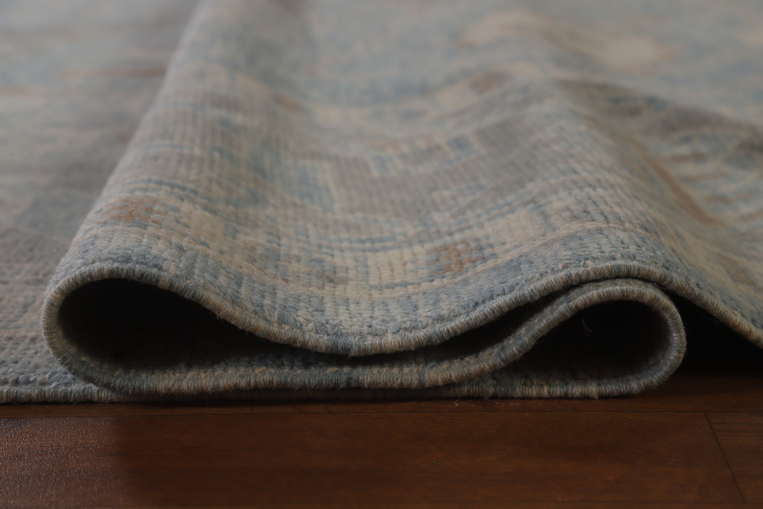 All-Over Blue Vegetable Dye Oushak Turkish Large Rug 11x15