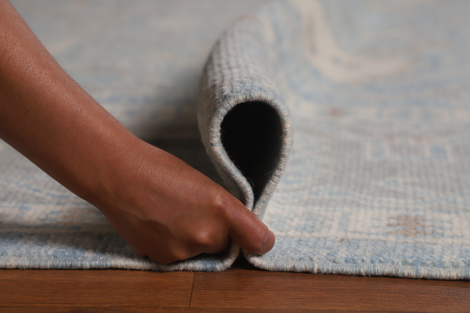 All-Over Blue Vegetable Dye Oushak Turkish Large Rug 11x15