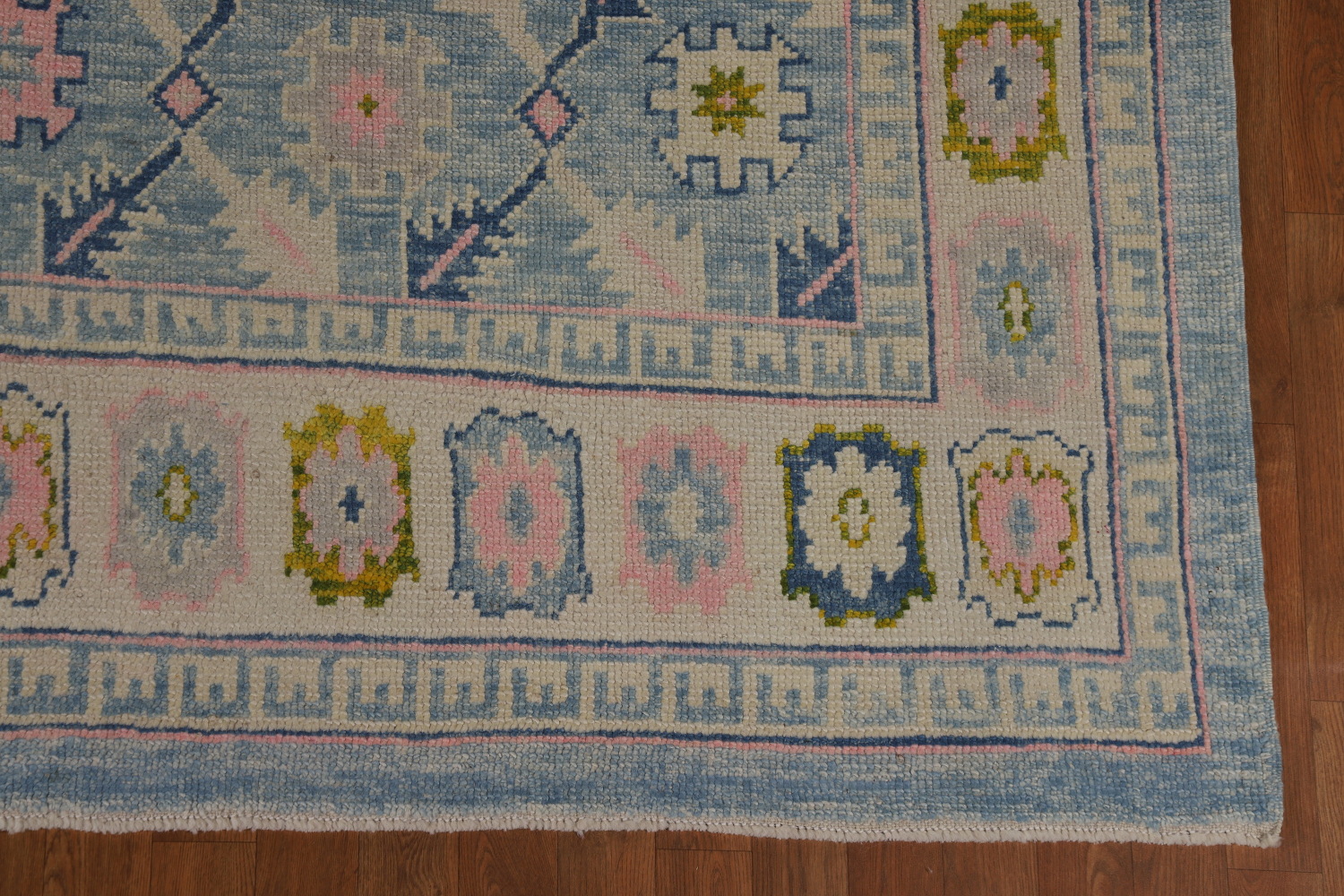 All-Over Floral Blue Oushak Vegetable Dye Area Rug 8x11