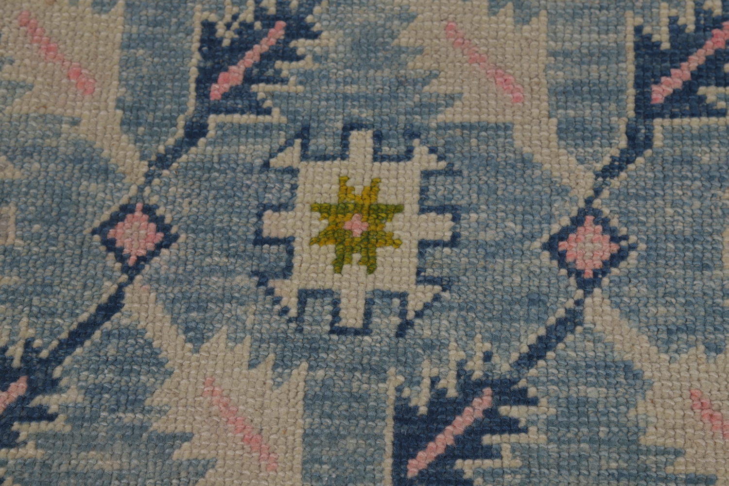 All-Over Floral Blue Oushak Vegetable Dye Area Rug 8x11