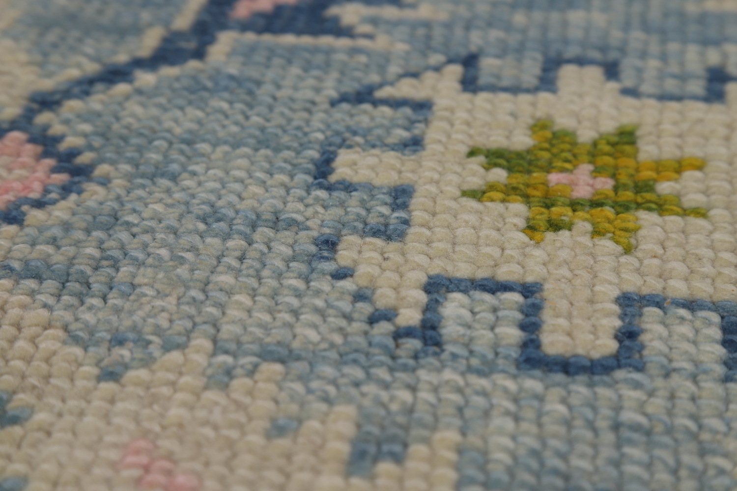 All-Over Floral Blue Oushak Vegetable Dye Area Rug 8x11