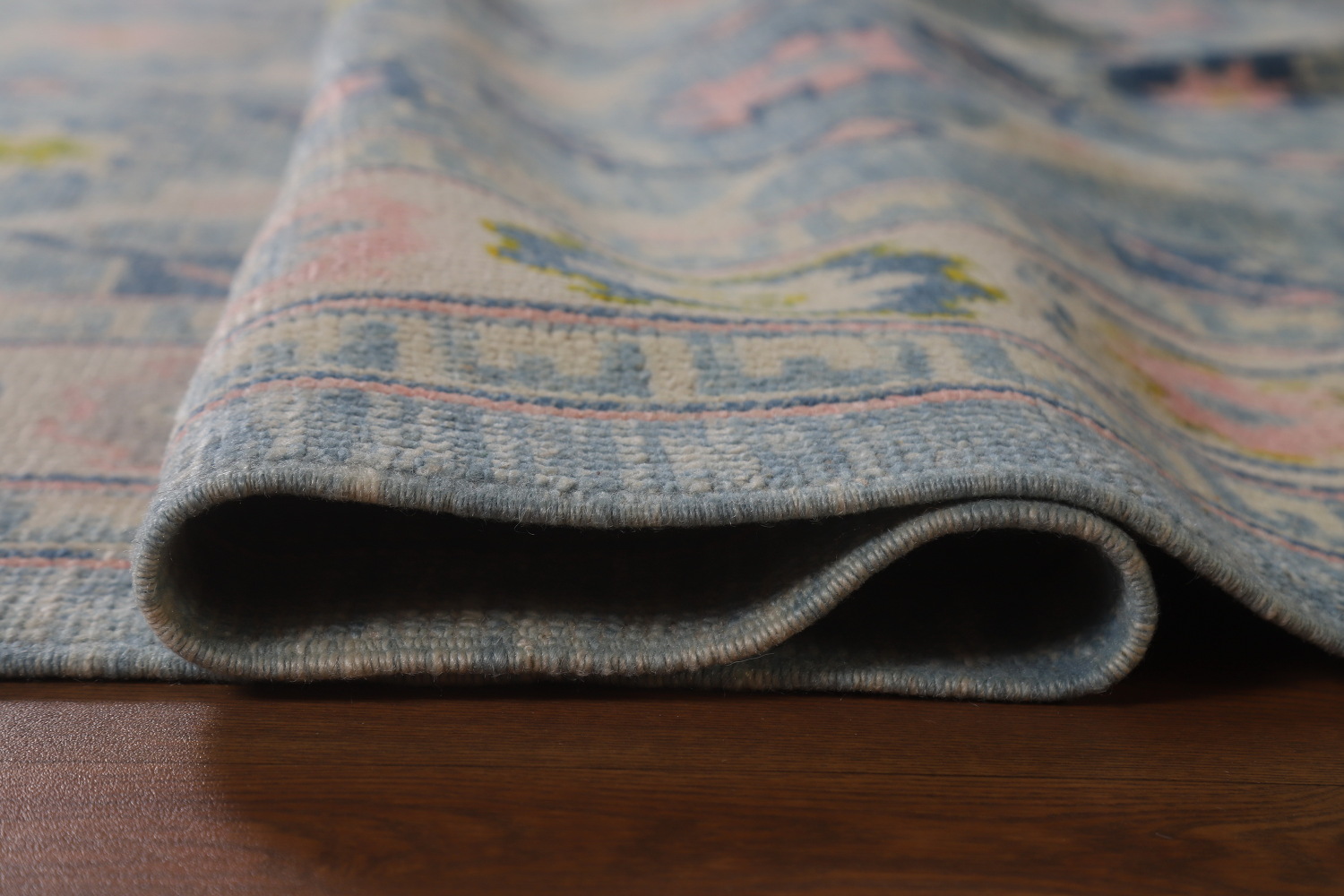 All-Over Floral Blue Oushak Vegetable Dye Area Rug 8x11