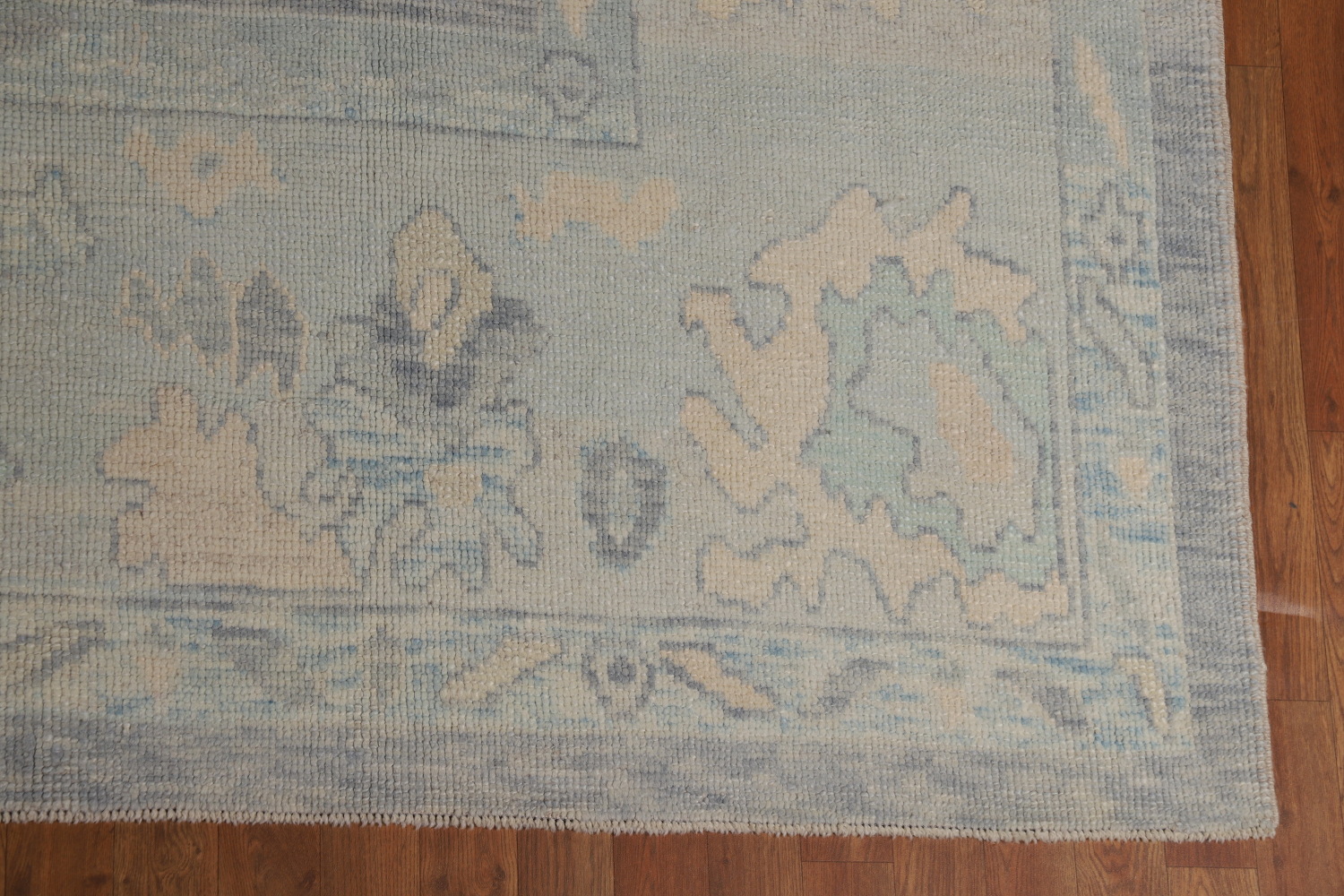 Vegetable Dye Blue Gray Oushak Turkish Large Rug 10x14