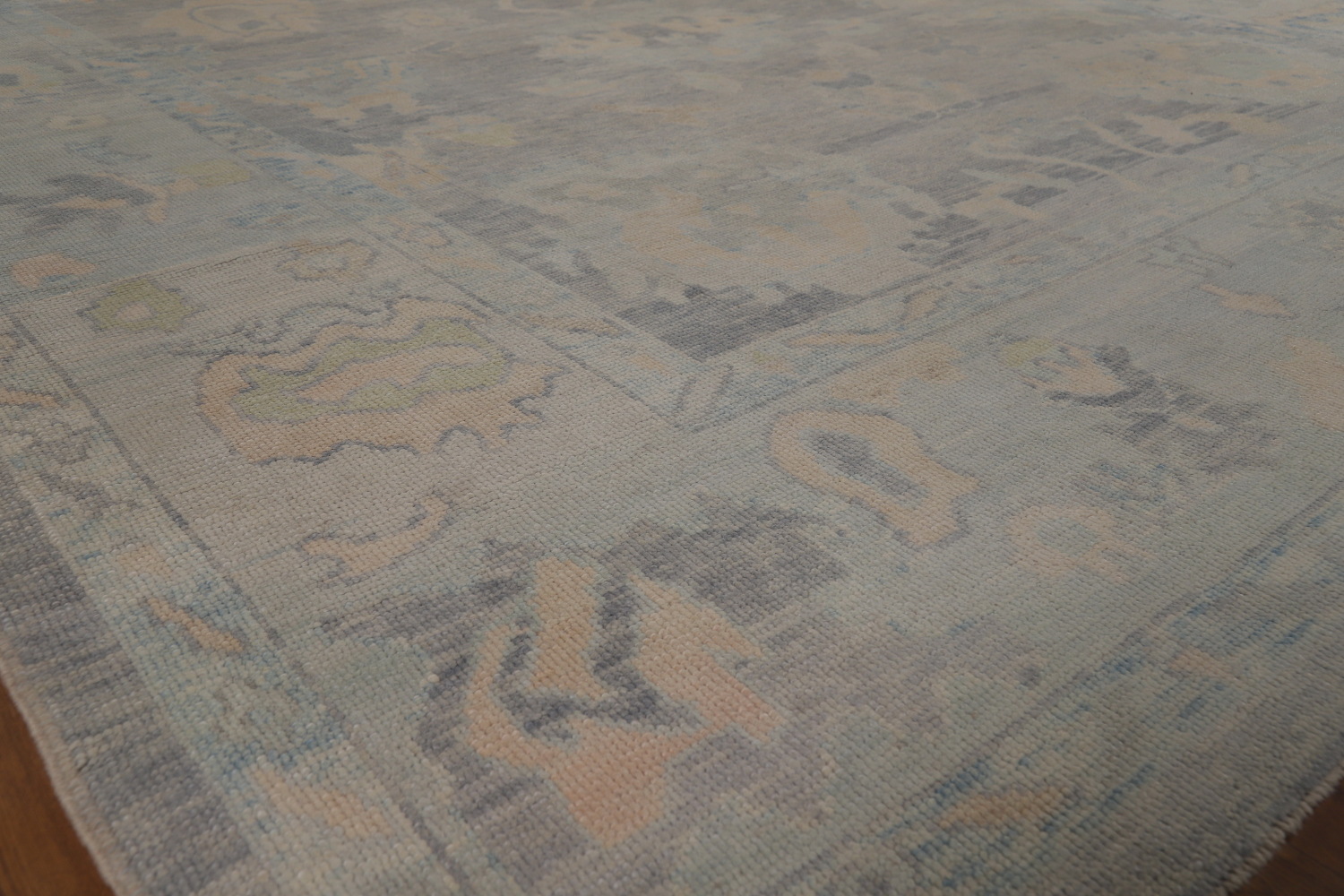 Vegetable Dye Blue Gray Oushak Turkish Large Rug 10x14