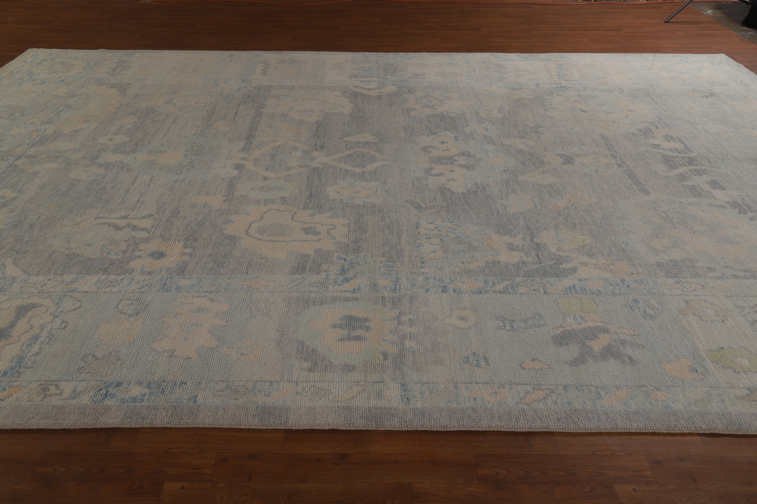 Vegetable Dye Blue Gray Oushak Turkish Large Rug 10x14