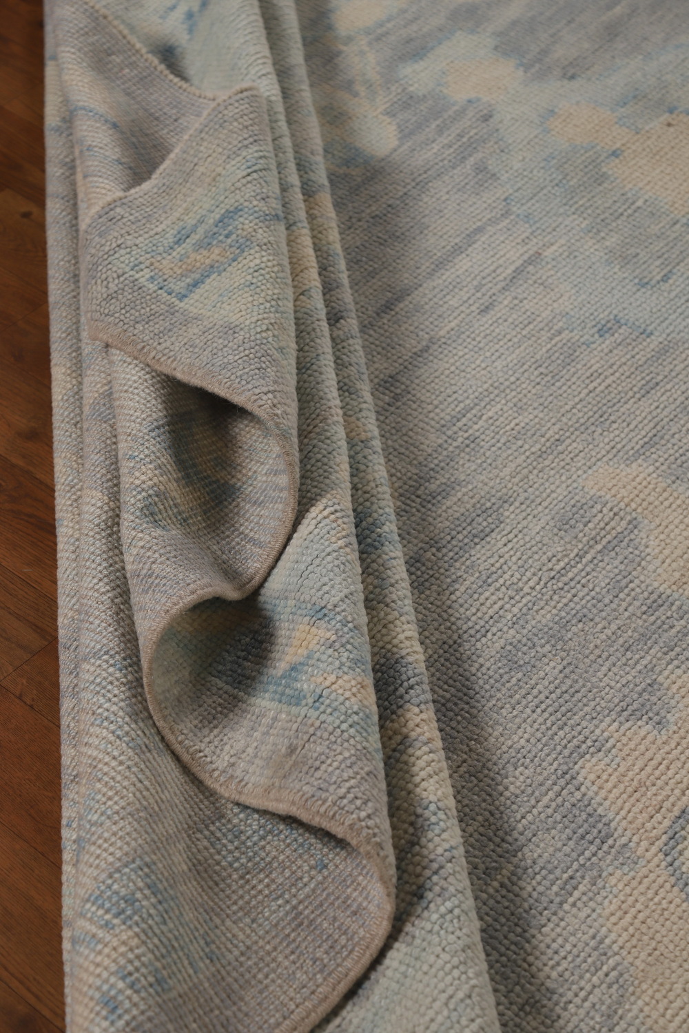 Vegetable Dye Blue Gray Oushak Turkish Large Rug 10x14