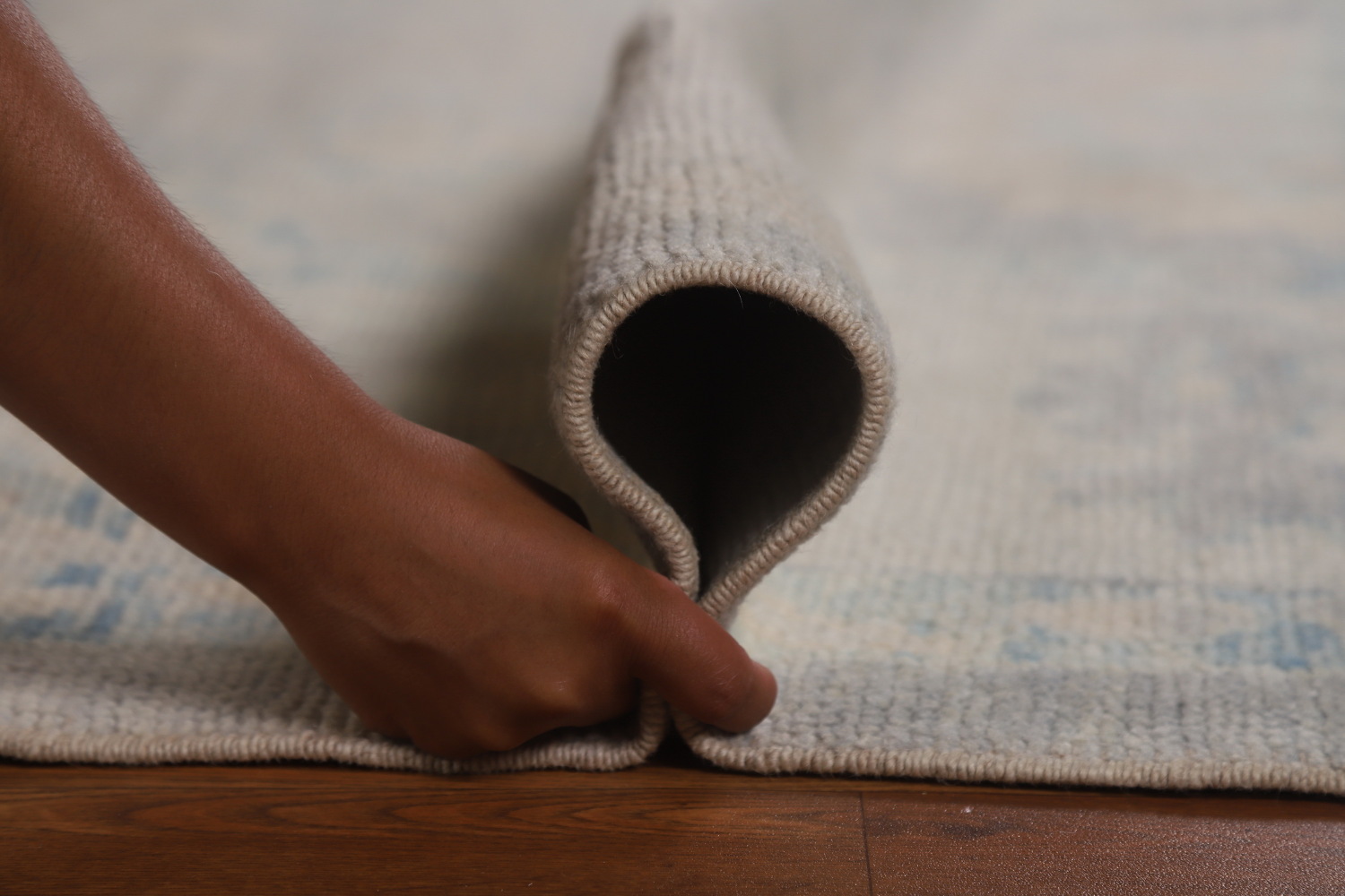 Vegetable Dye Blue Gray Oushak Turkish Large Rug 10x14