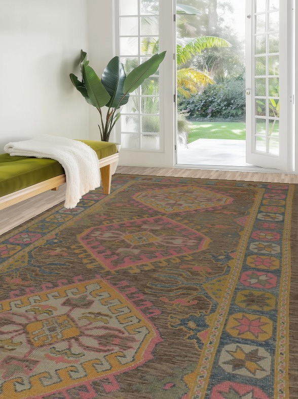 Vegetable Dye Wool Oushak Turkish Large Rug 6x20