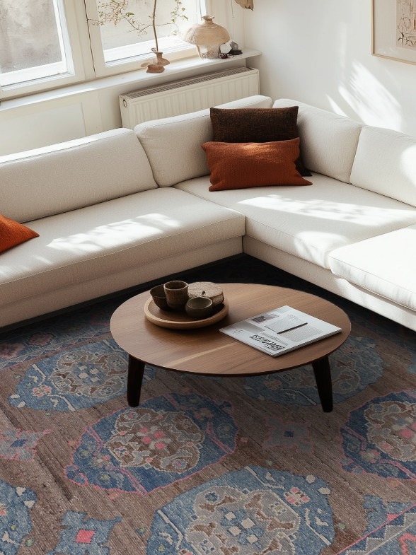 Vegetable Dye Brown Oushak Turkish Area Rug 9x12