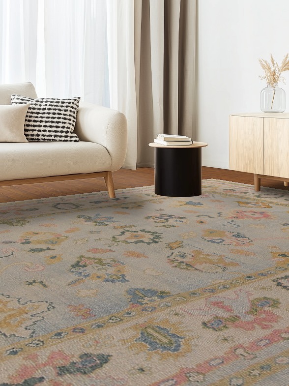 Vegetable Dye Oushak Turkish Area Rug 9x13