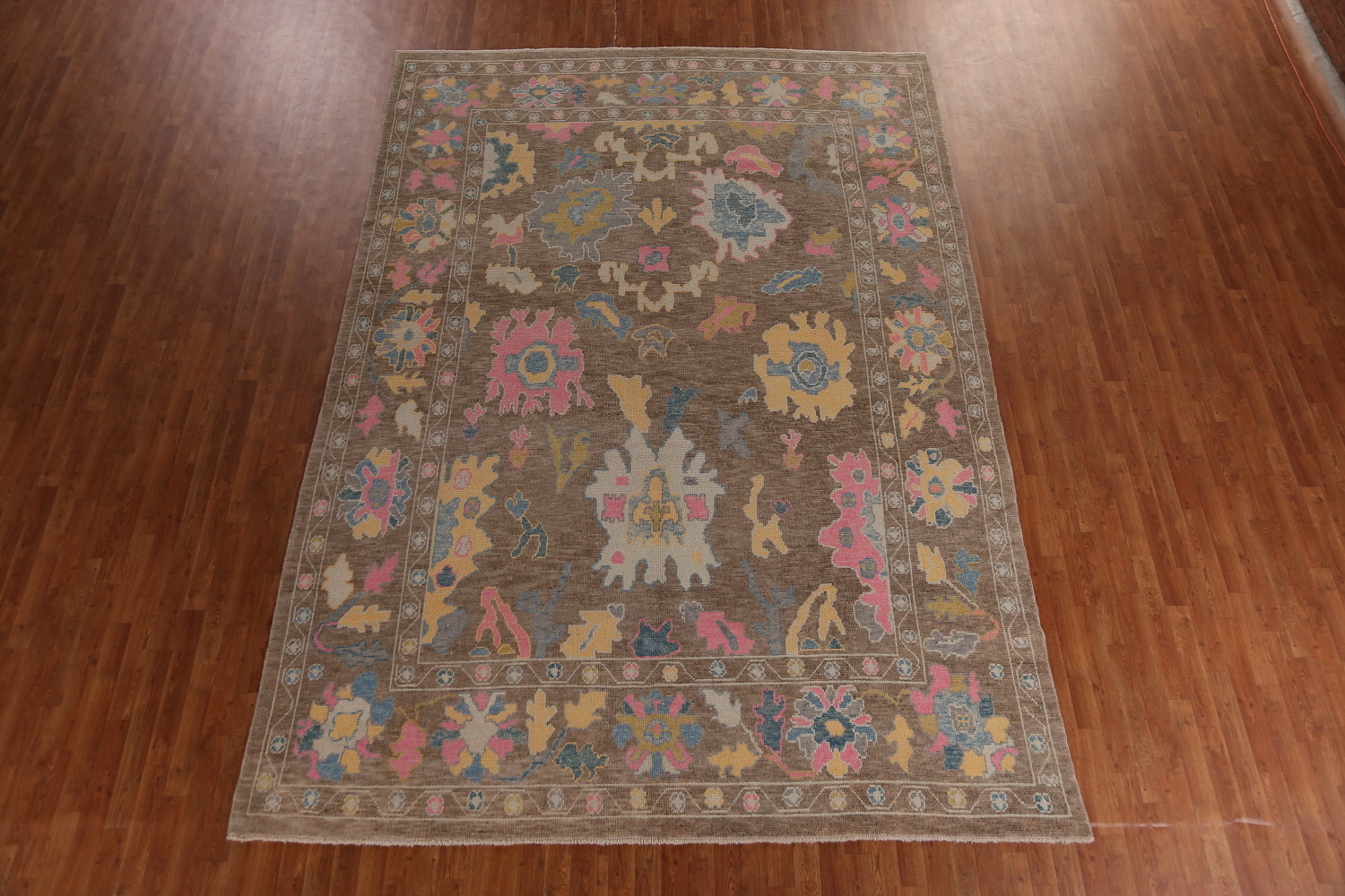 Vegetable Dye Brown Oushak Turkish Area Rug 9x13