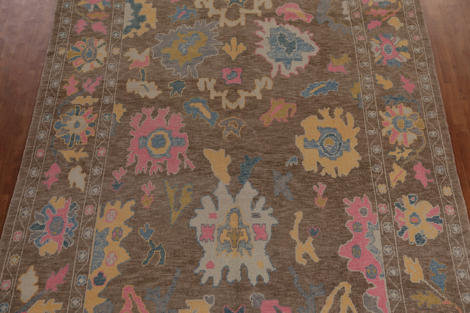 Vegetable Dye Brown Oushak Turkish Area Rug 9x13