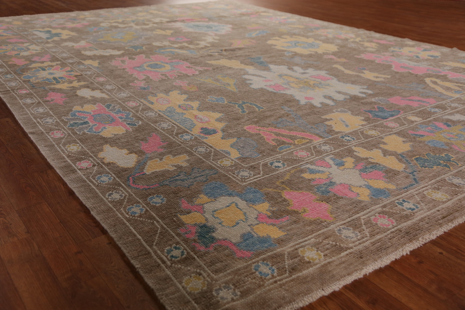 Vegetable Dye Brown Oushak Turkish Area Rug 9x13