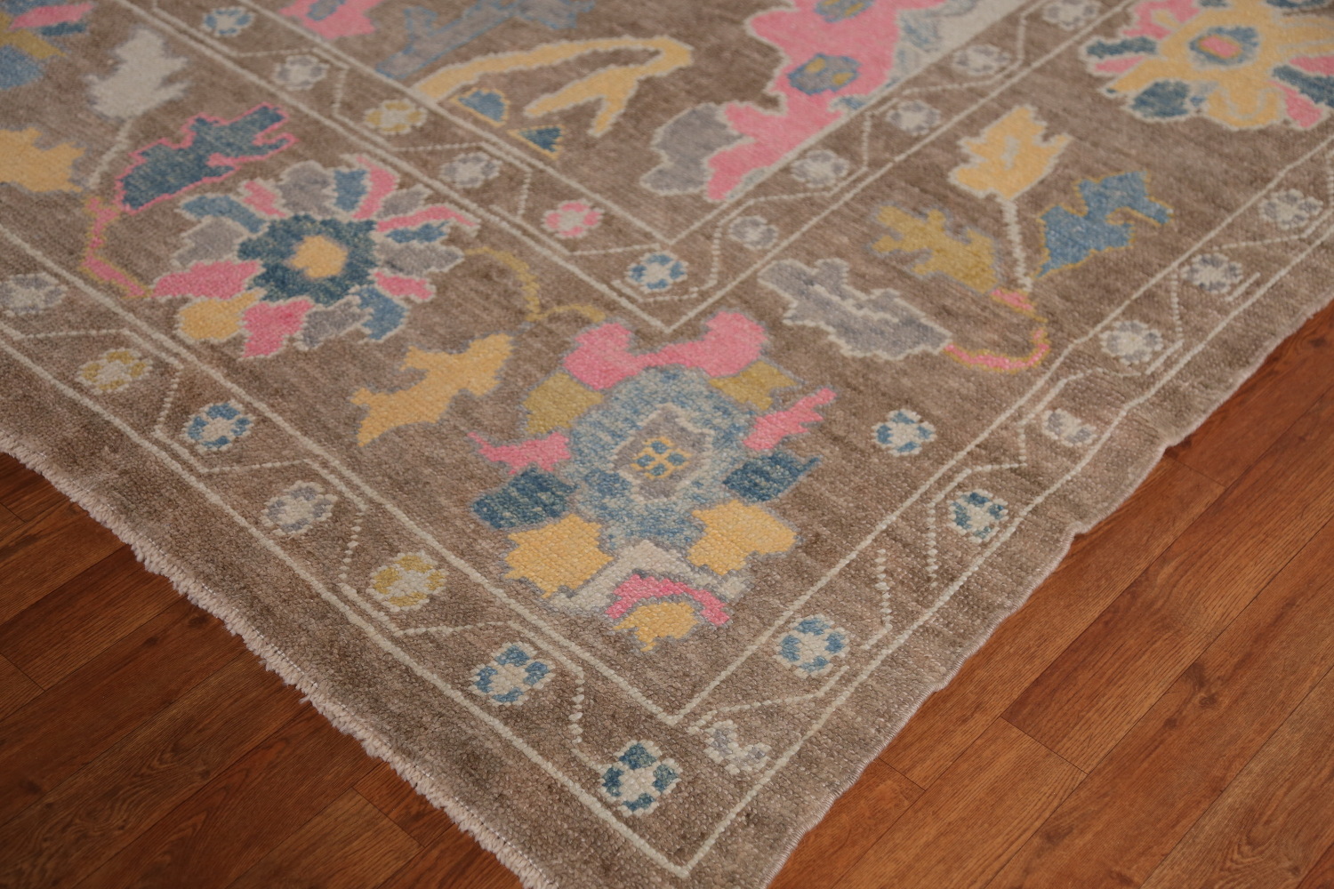 Vegetable Dye Brown Oushak Turkish Area Rug 9x13