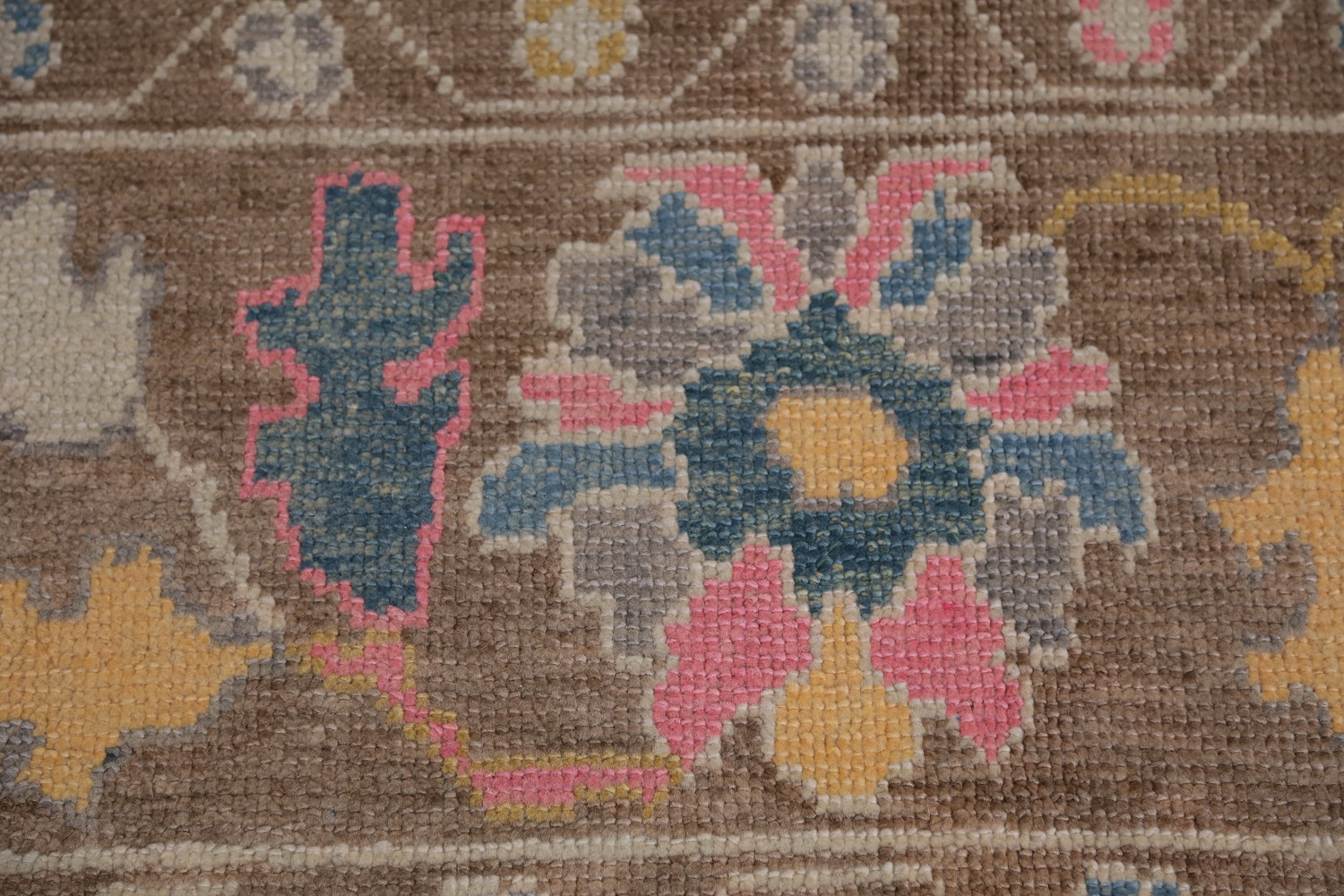 Vegetable Dye Brown Oushak Turkish Area Rug 9x13
