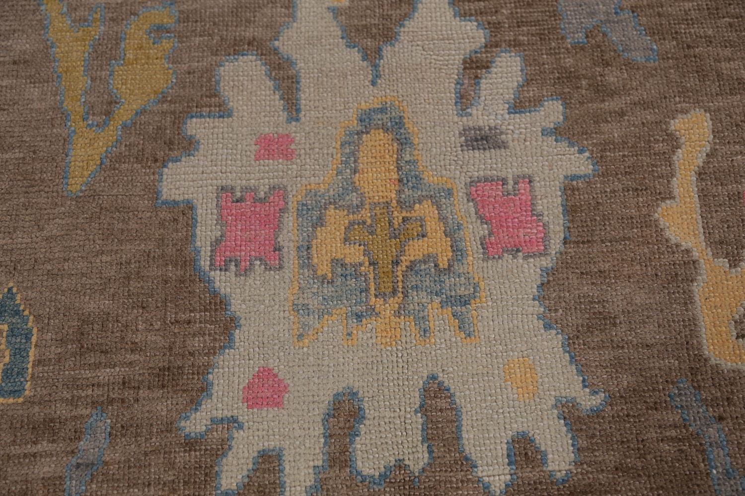 Vegetable Dye Brown Oushak Turkish Area Rug 9x13