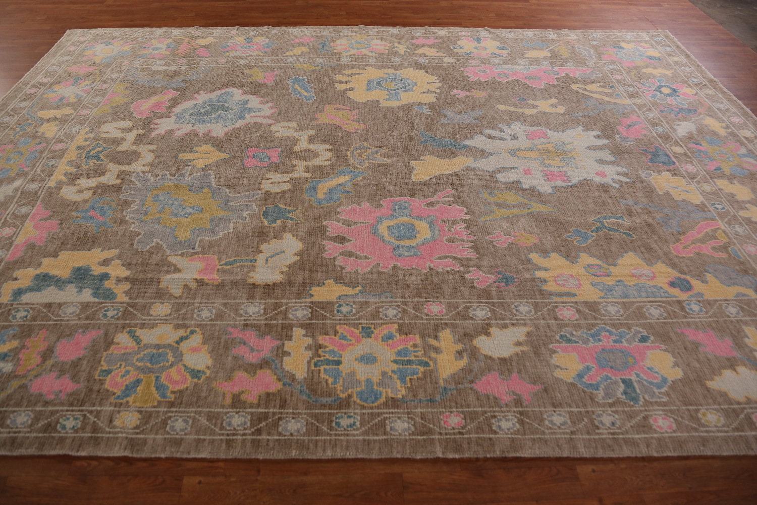 Vegetable Dye Brown Oushak Turkish Area Rug 9x13