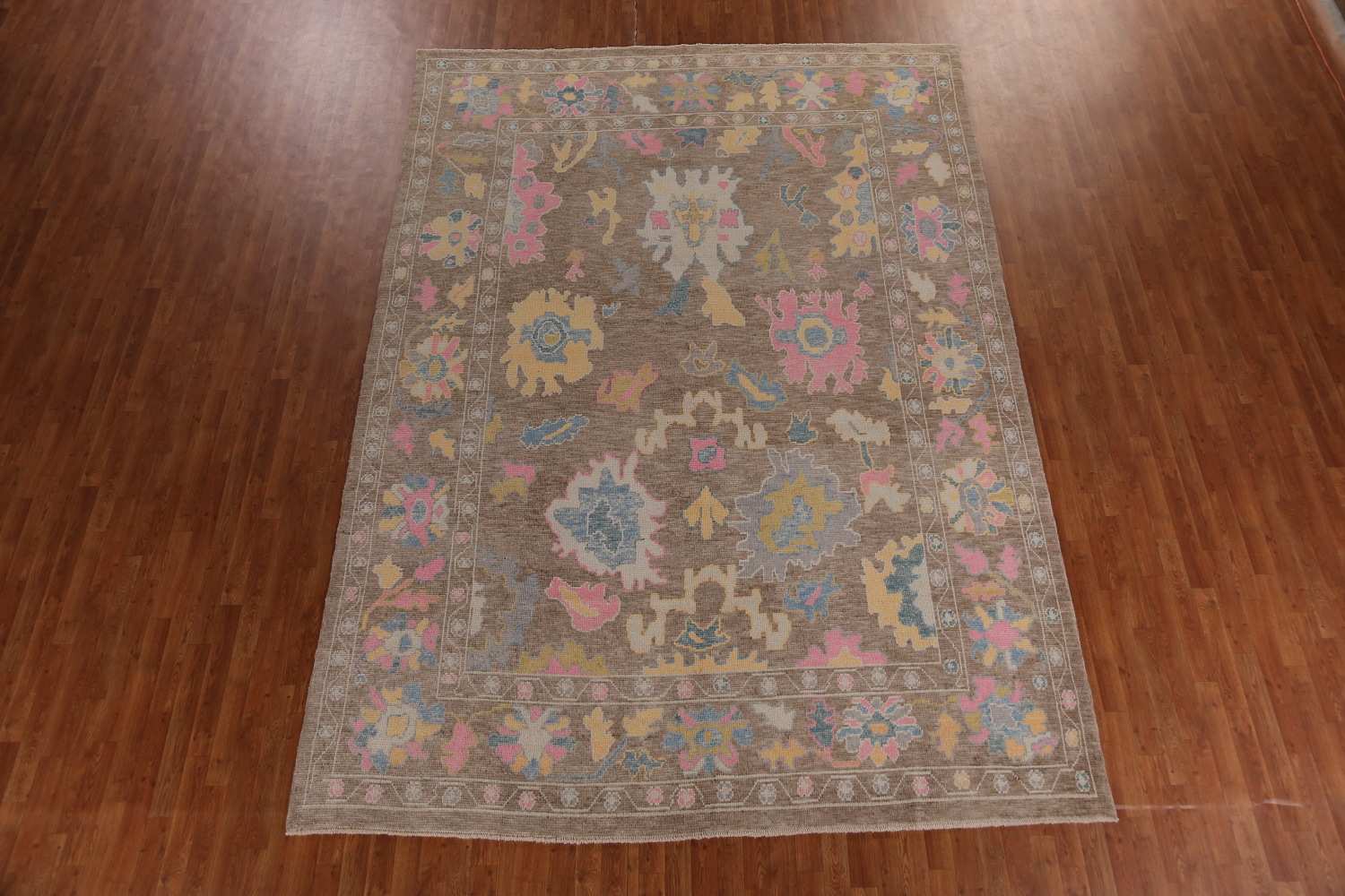 Vegetable Dye Brown Oushak Turkish Area Rug 9x13