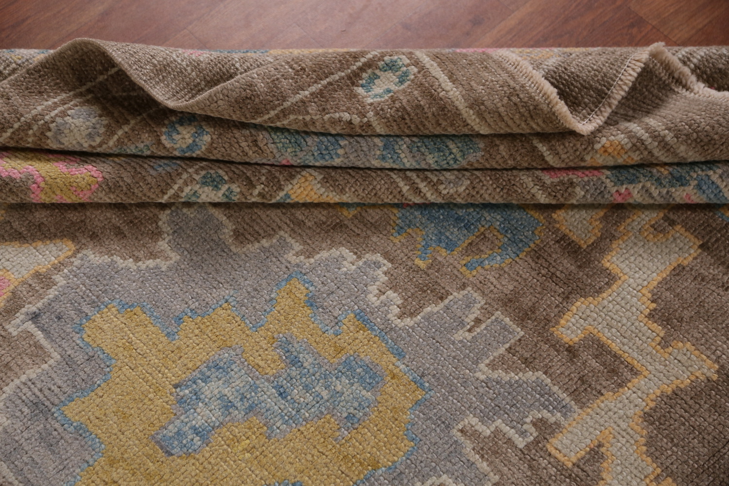 Vegetable Dye Brown Oushak Turkish Area Rug 9x13
