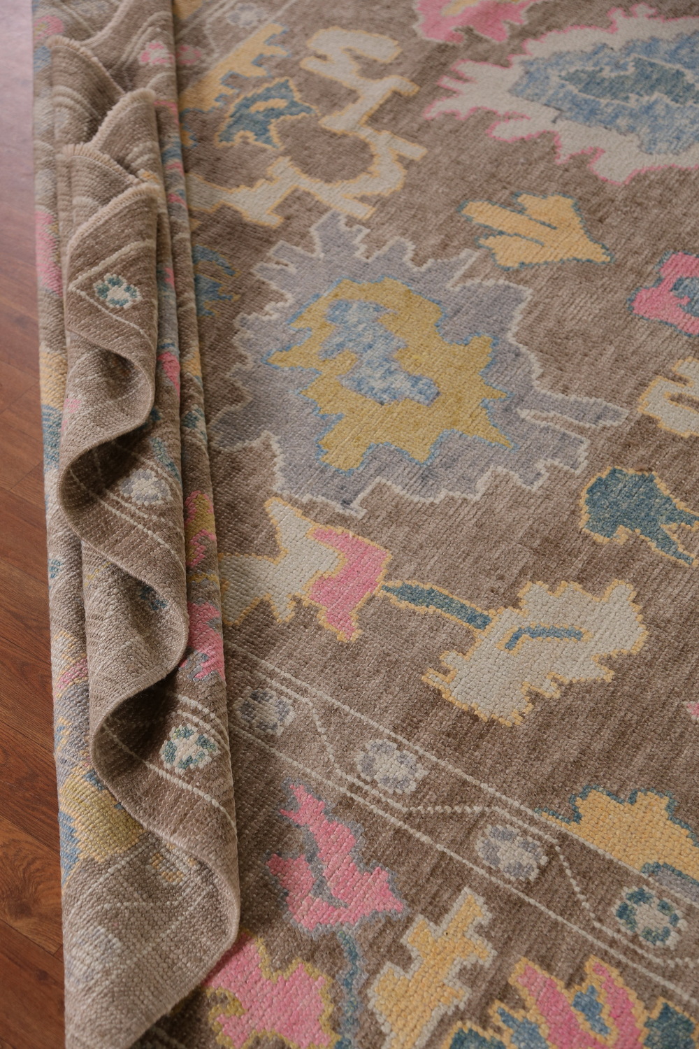 Vegetable Dye Brown Oushak Turkish Area Rug 9x13