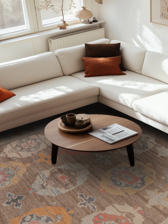 Vegetable Dye Brown Oushak Turkish Area Rug 9x12