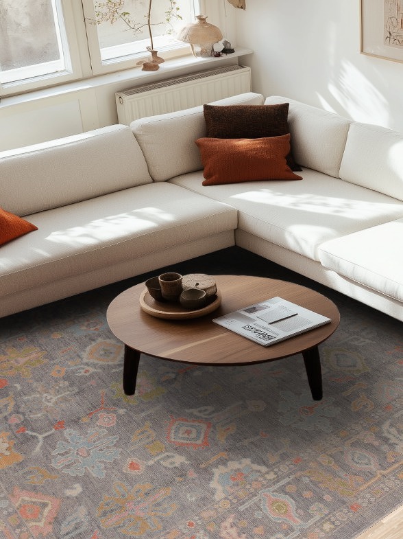 Vegetable Dye Gray Oushak Turkish Area Rug 8x10