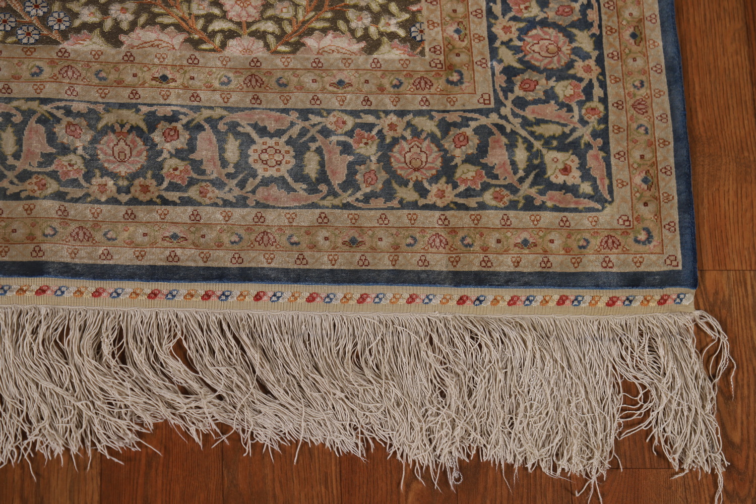 Pre-1900 Antique Silk/ Silver Qum Vegetable Dye Persian Rug 4x6