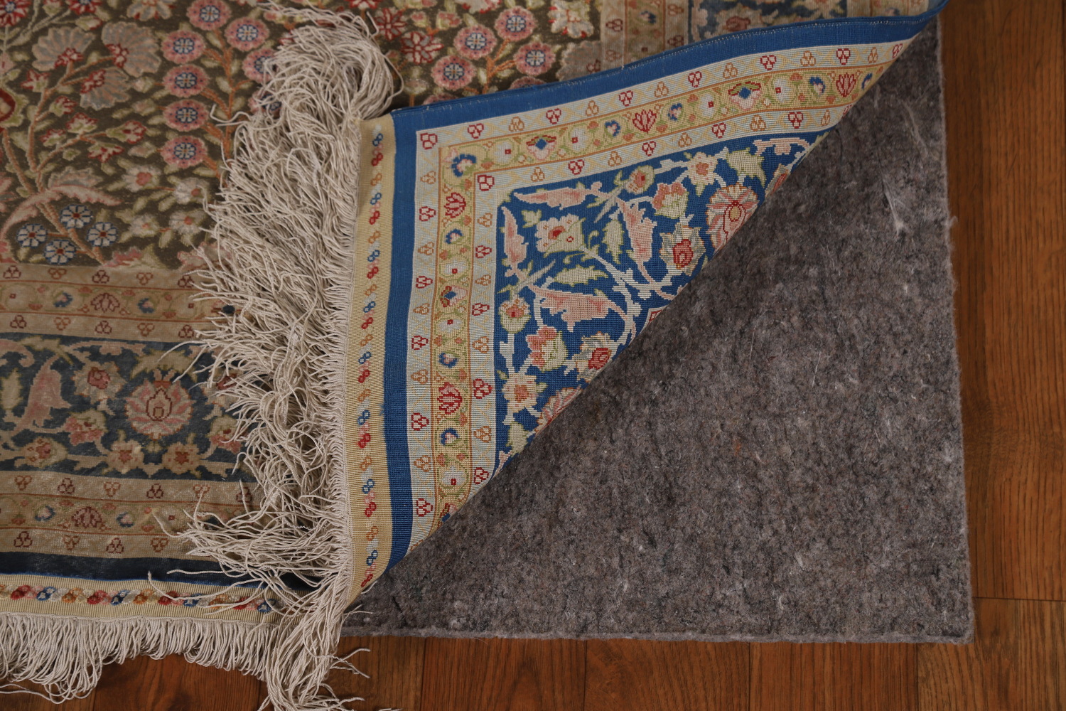 Pre-1900 Antique Silk/ Silver Qum Vegetable Dye Persian Rug 4x6
