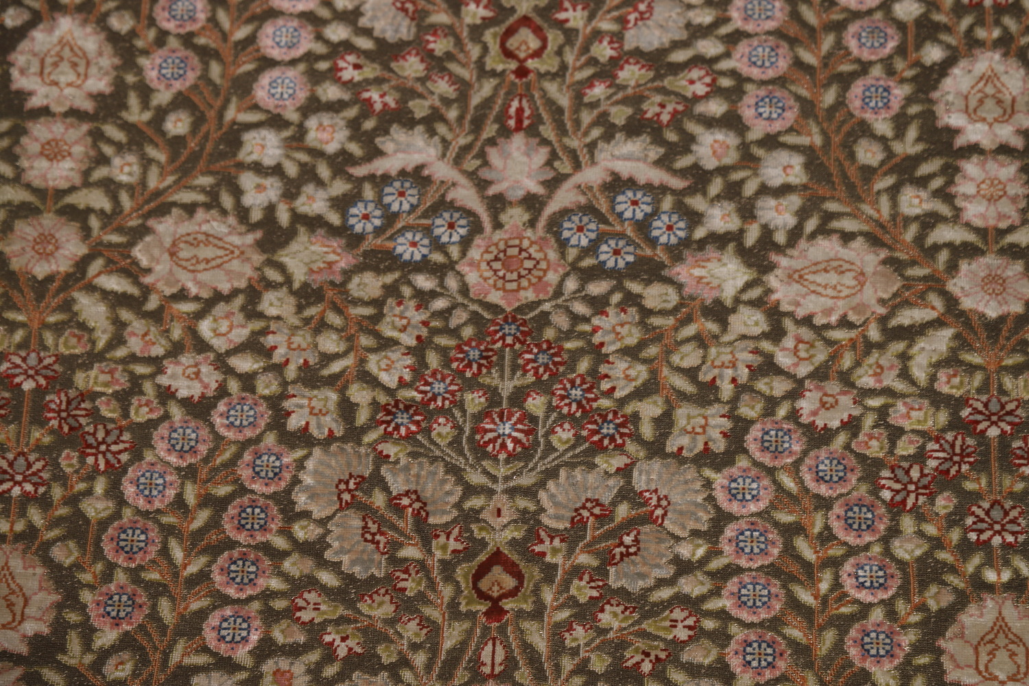 Pre-1900 Antique Silk/ Silver Qum Vegetable Dye Persian Rug 4x6
