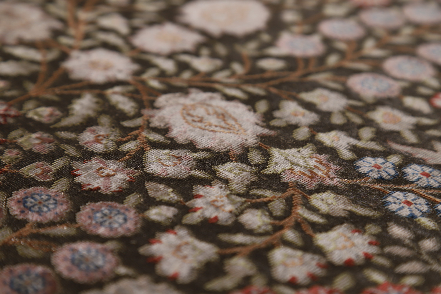 Pre-1900 Antique Silk/ Silver Qum Vegetable Dye Persian Rug 4x6