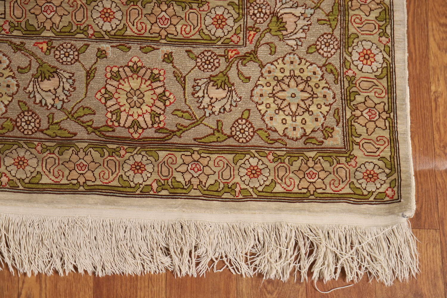 Antique Signed Vegetable Dye Silk/ Silver Hereke Persian Rug 3x5