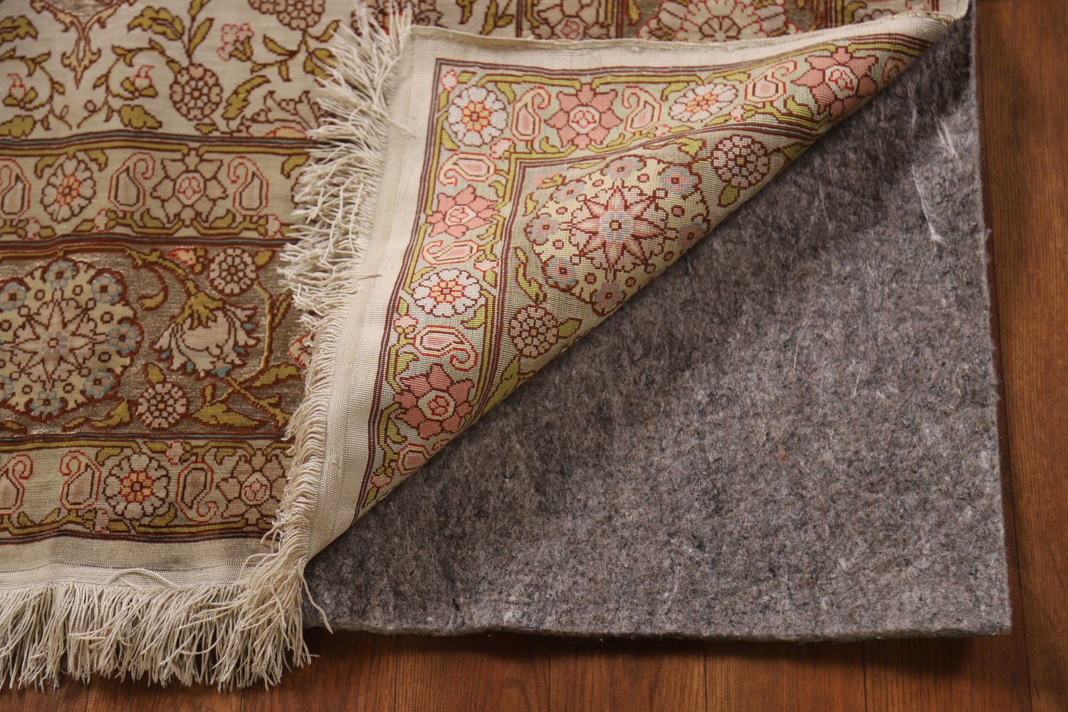 Antique Signed Vegetable Dye Silk/ Silver Hereke Persian Rug 3x5