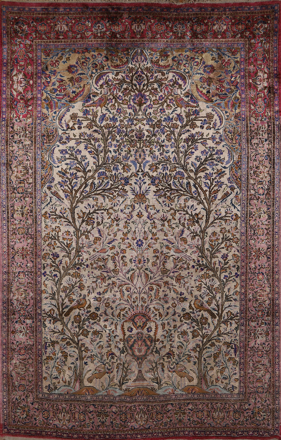 Pre-1900 Antique Vegetable Dye Kashan Persian Rug 4x7