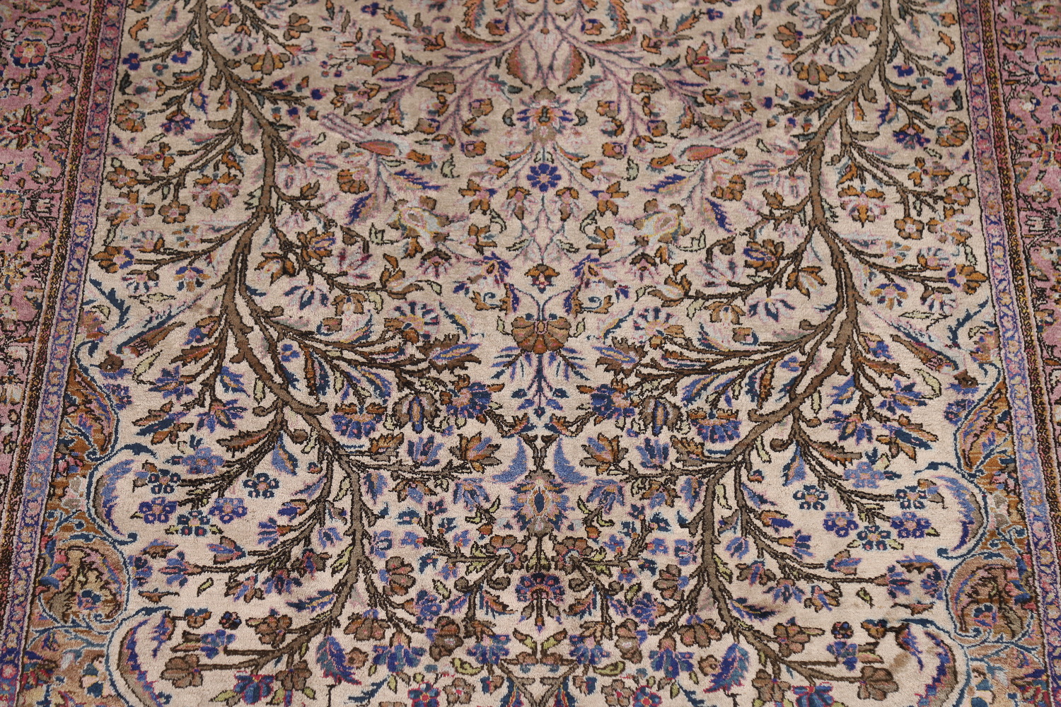 Pre-1900 Antique Vegetable Dye Kashan Persian Rug 4x7