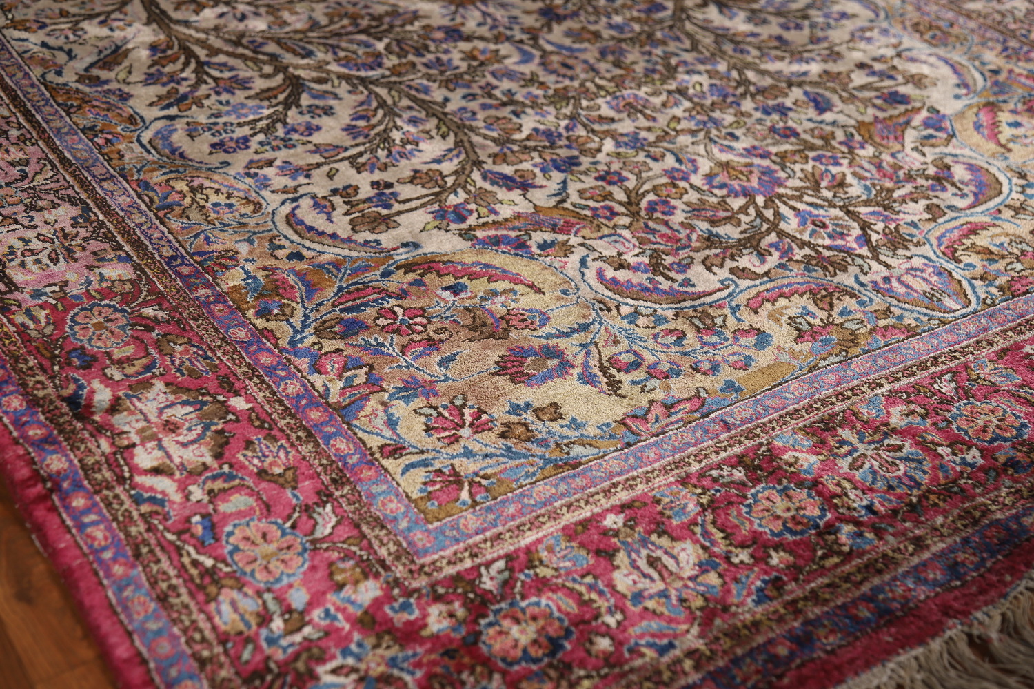 Pre-1900 Antique Vegetable Dye Kashan Persian Rug 4x7
