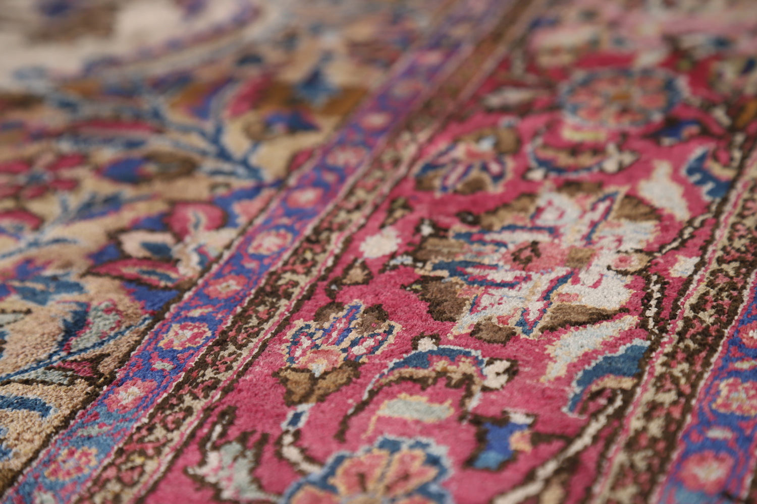 Pre-1900 Antique Vegetable Dye Kashan Persian Rug 4x7