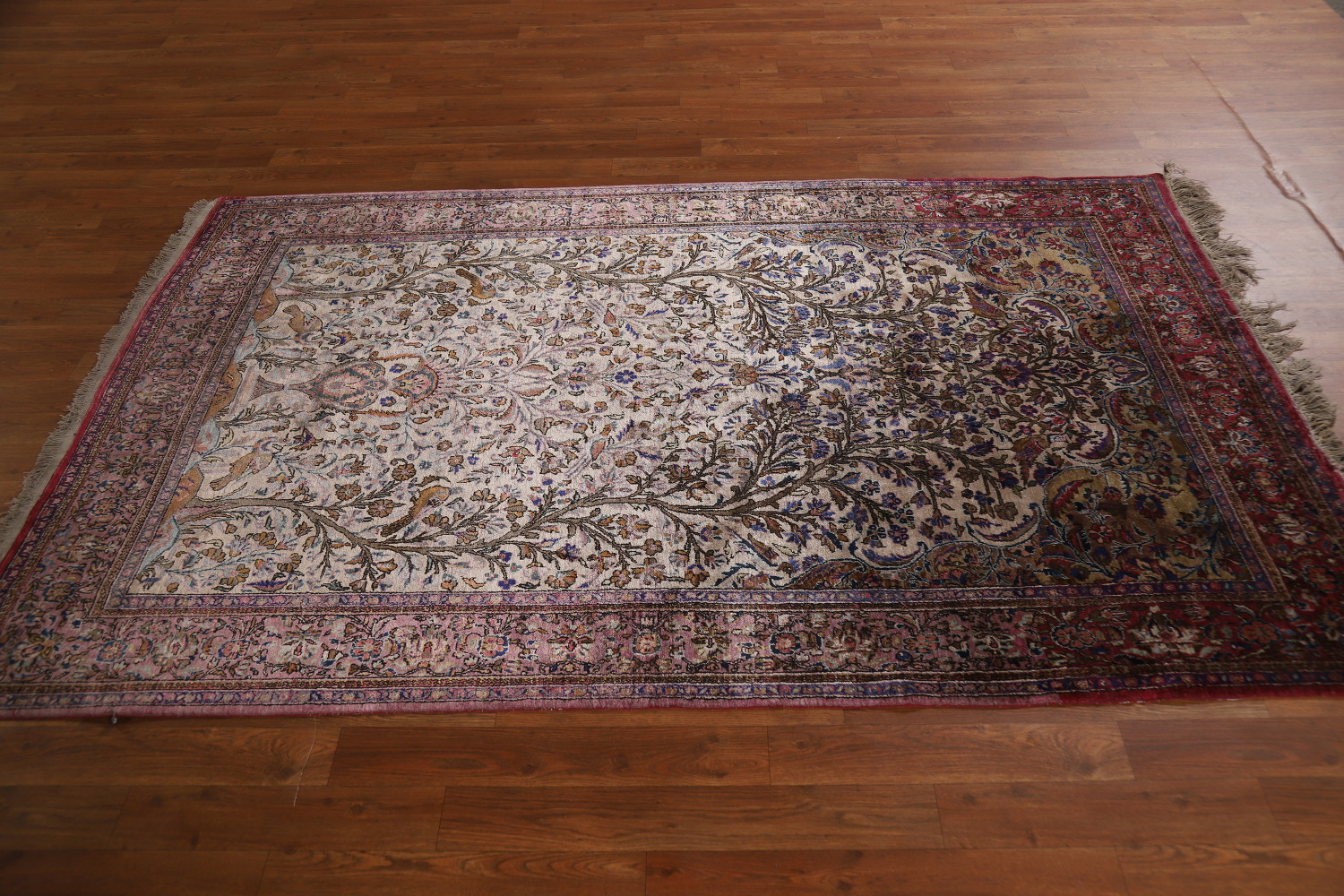 Pre-1900 Antique Vegetable Dye Kashan Persian Rug 4x7